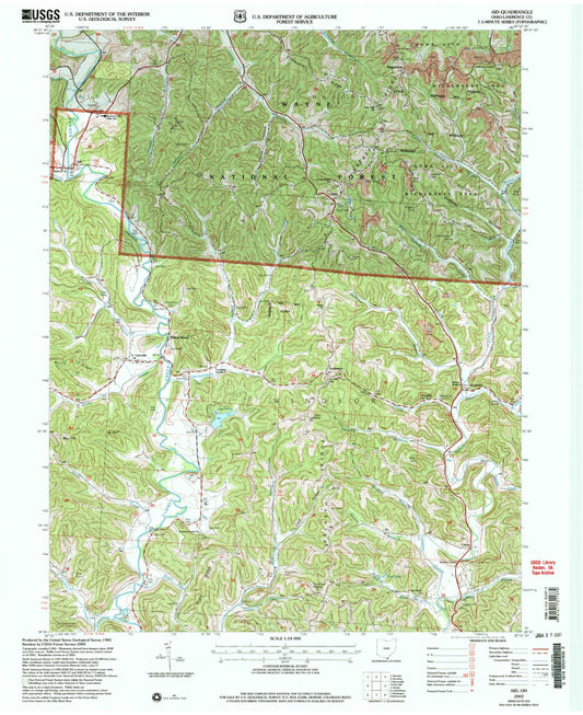 Classic USGS Aid Ohio 7.5'x7.5' Topo Map Image