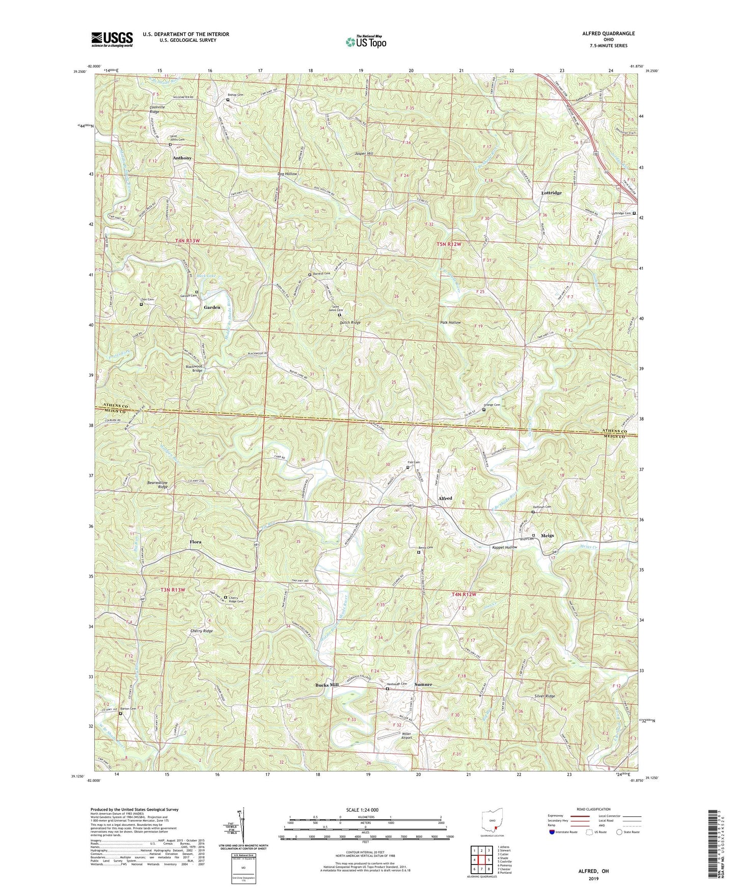 Alfred Ohio US Topo Map Image