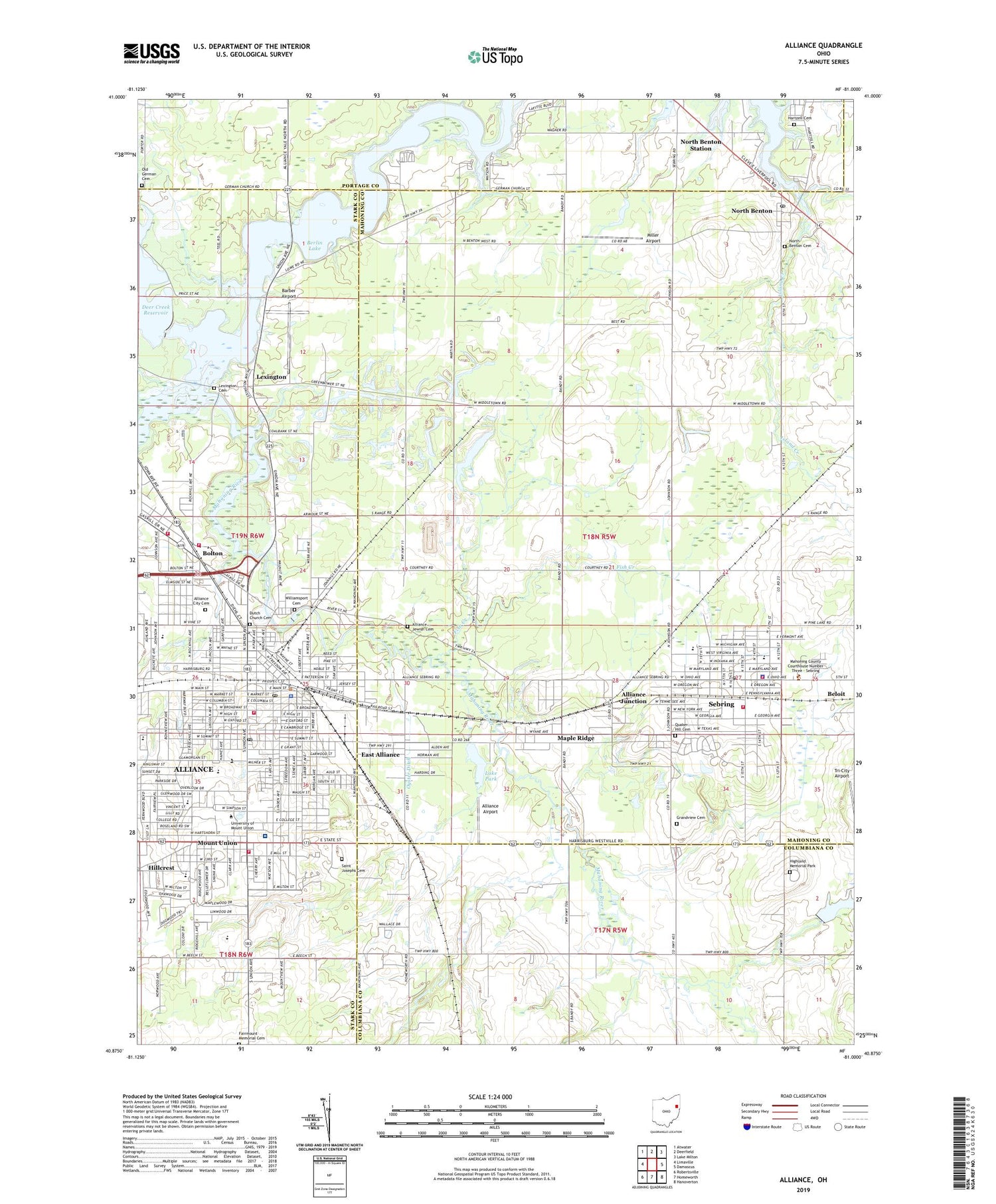 Alliance Ohio US Topo Map Image