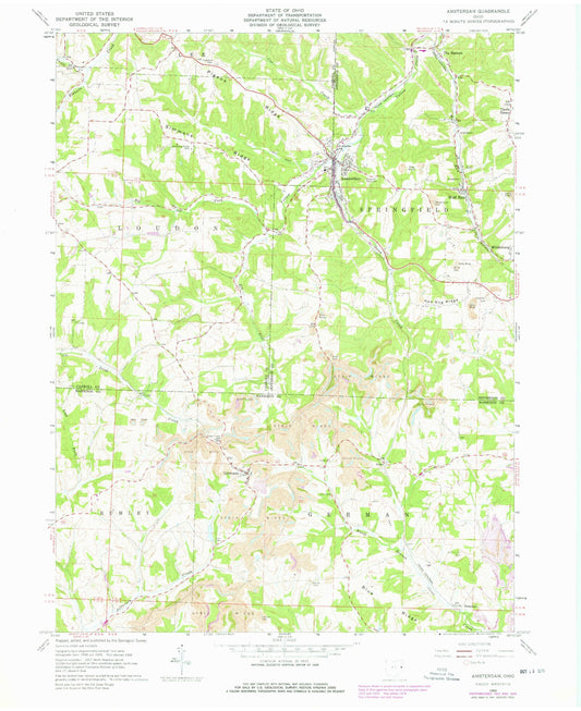Classic USGS Amsterdam Ohio 7.5'x7.5' Topo Map Image