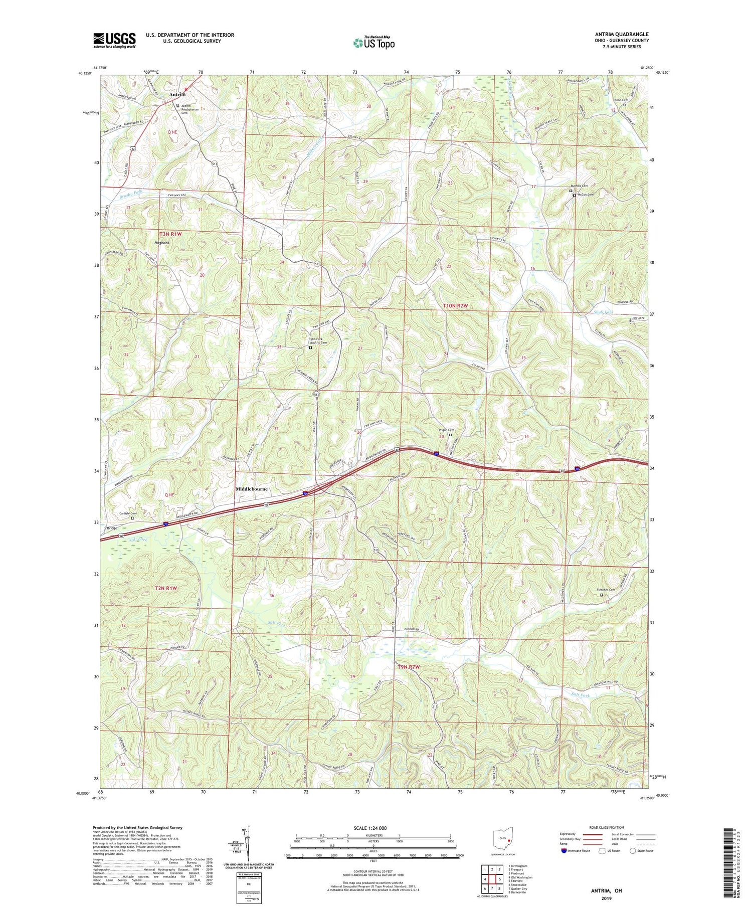 Antrim Ohio US Topo Map Image