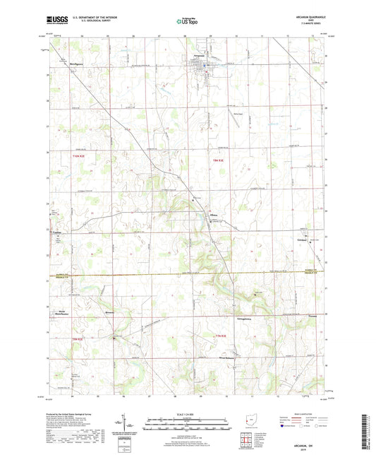Arcanum Ohio US Topo Map Image