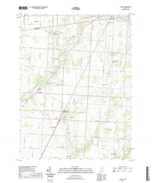 Ashley Ohio US Topo Map Image