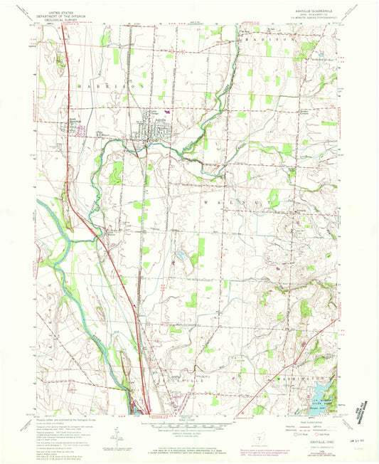 Classic USGS Ashville Ohio 7.5'x7.5' Topo Map Image