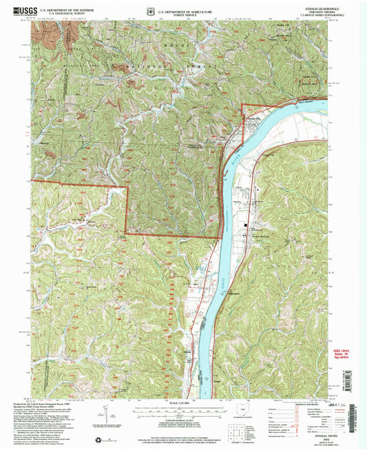 Classic USGS Athalia Ohio 7.5'x7.5' Topo Map Image