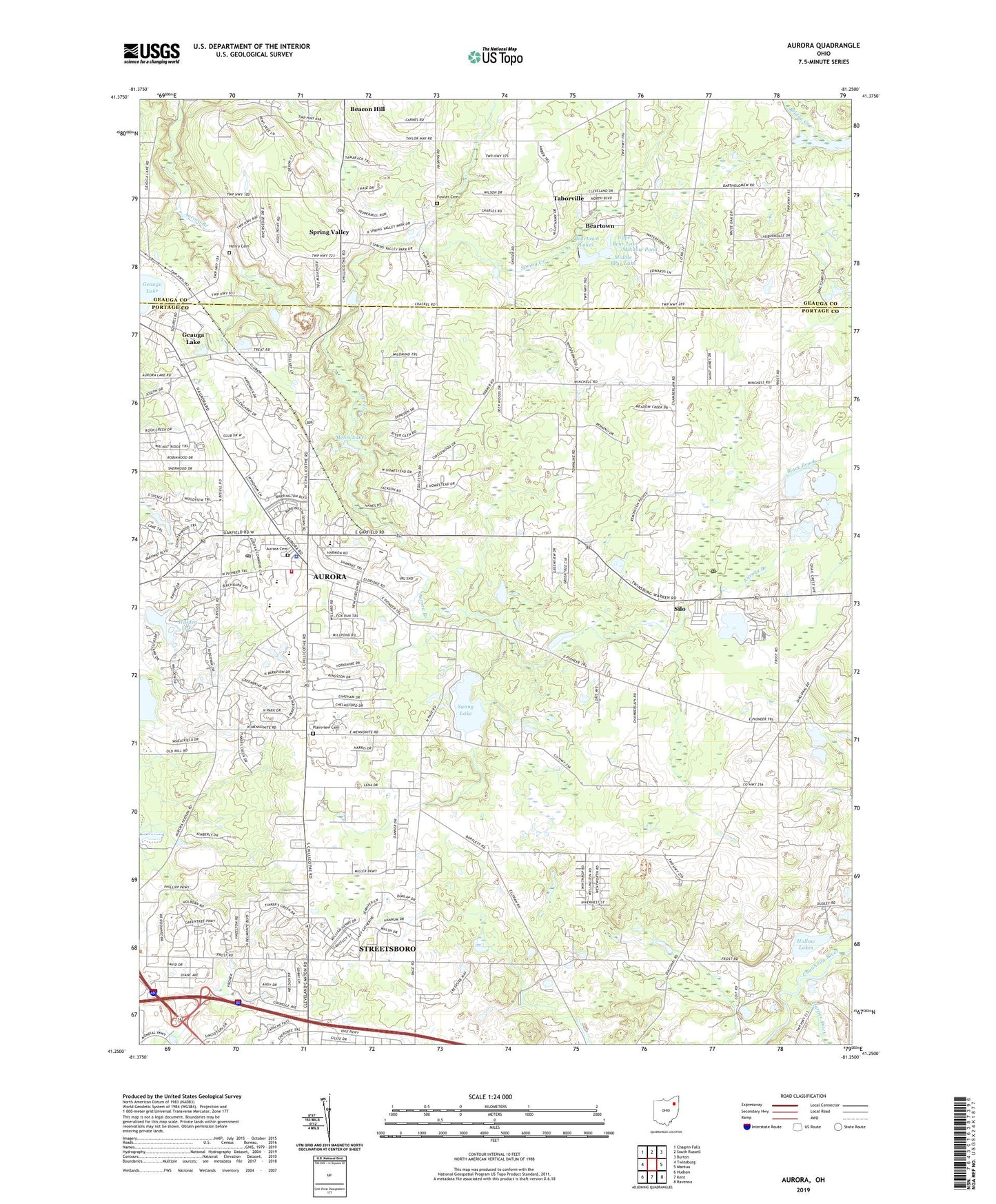 Aurora Ohio US Topo Map Image