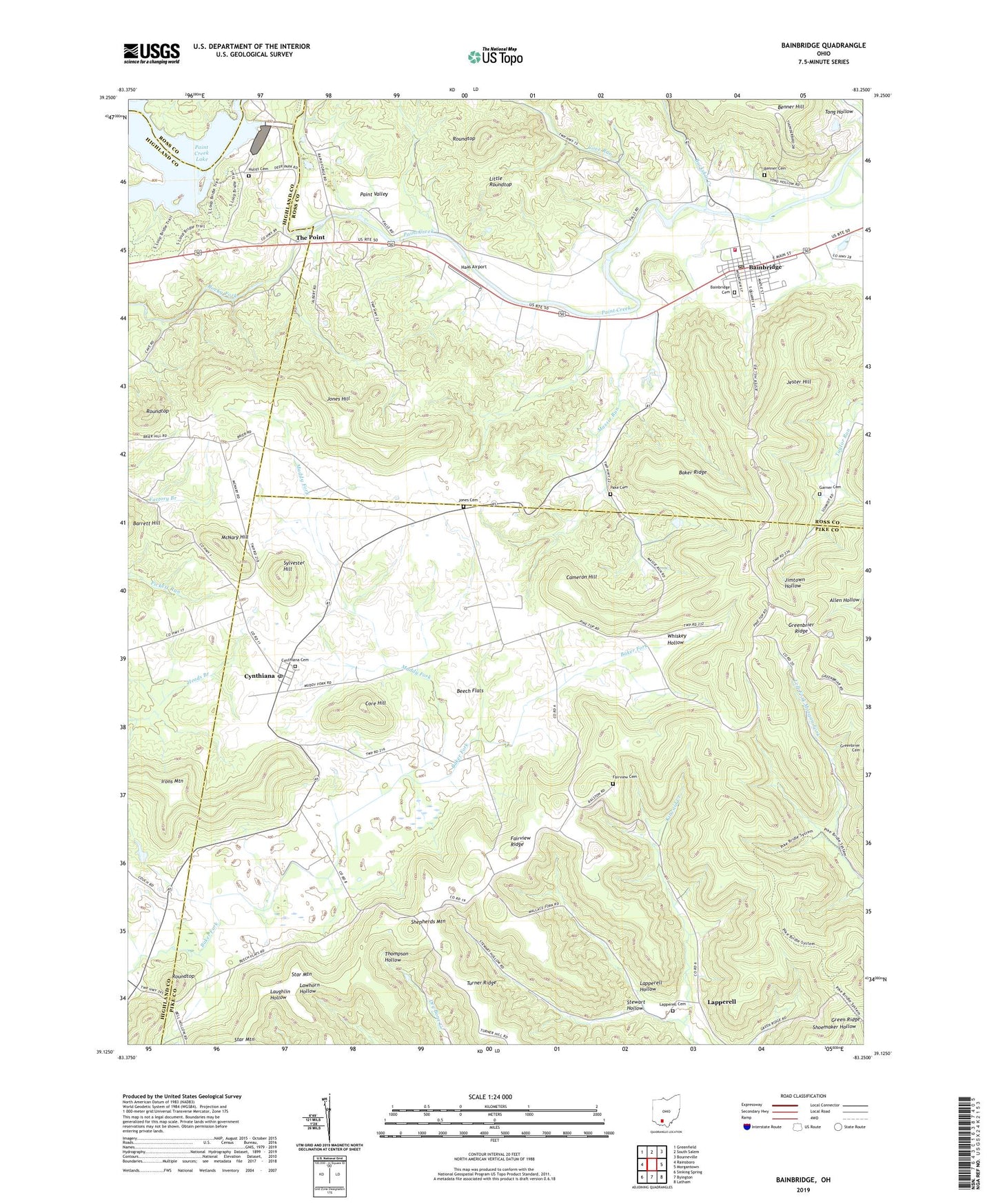 Bainbridge Ohio US Topo Map Image