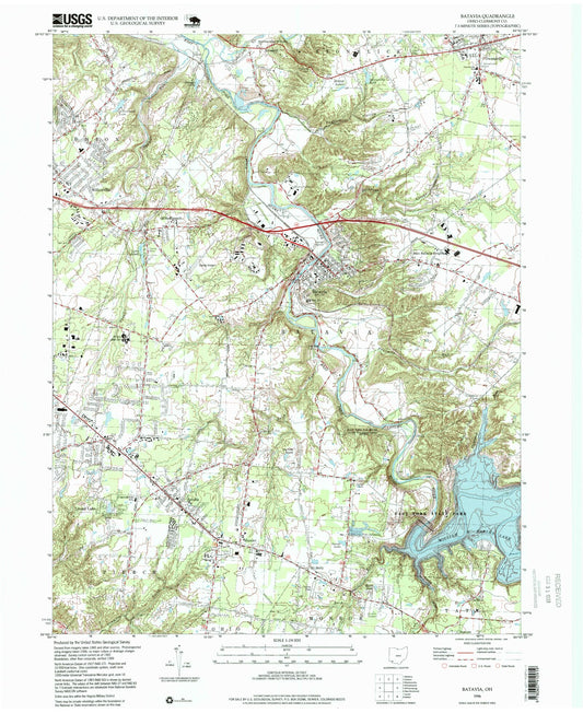 Classic USGS Batavia Ohio 7.5'x7.5' Topo Map Image