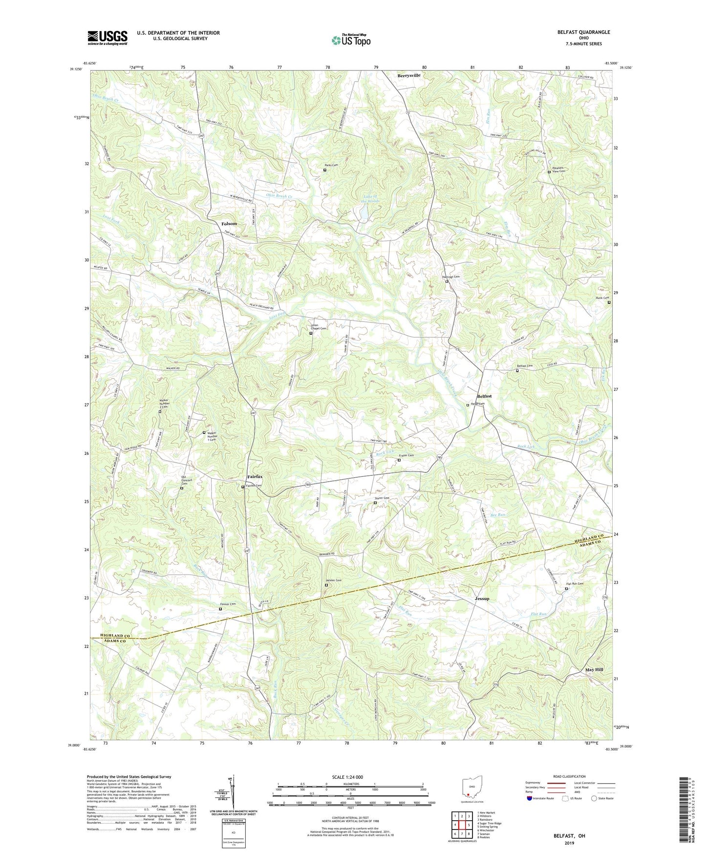 Belfast Ohio US Topo Map Image