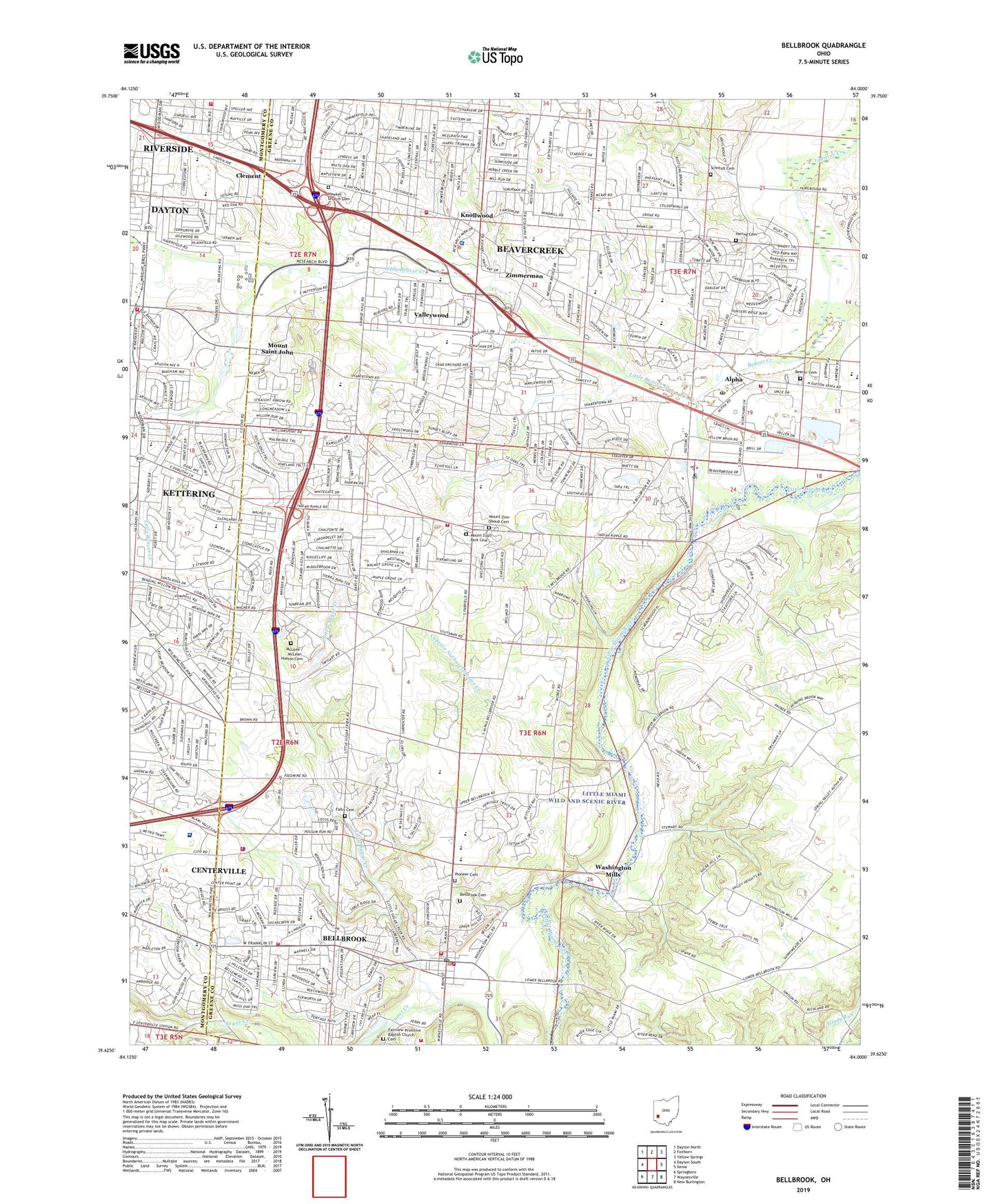Bellbrook Ohio US Topo Map Image