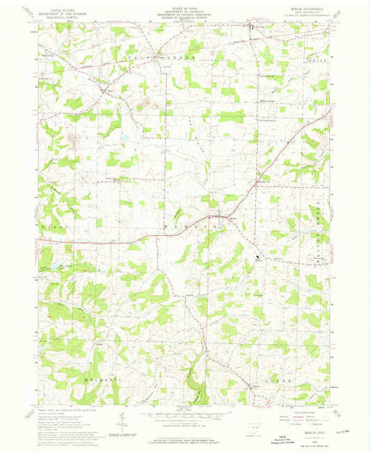 Classic USGS Berlin Ohio 7.5'x7.5' Topo Map Image