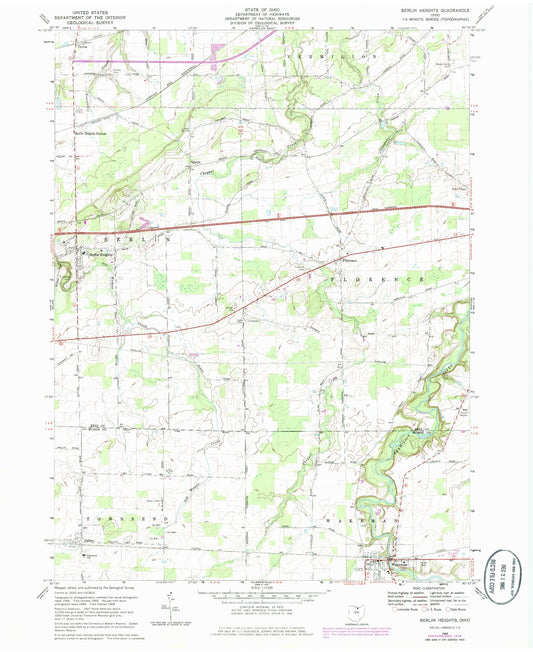 Classic USGS Berlin Heights Ohio 7.5'x7.5' Topo Map Image