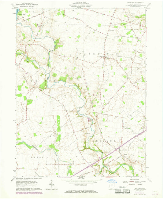 Classic USGS Big Plain Ohio 7.5'x7.5' Topo Map Image