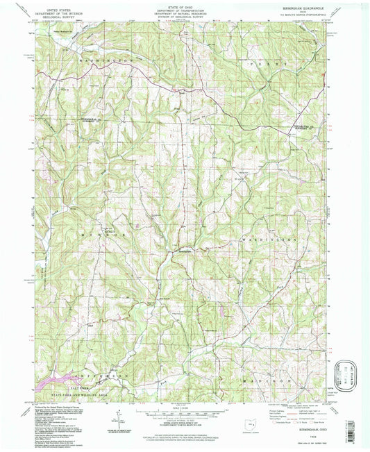 Classic USGS Birmingham Ohio 7.5'x7.5' Topo Map Image