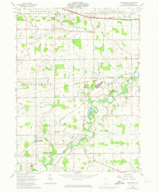 Classic USGS Blakeslee Ohio 7.5'x7.5' Topo Map Image