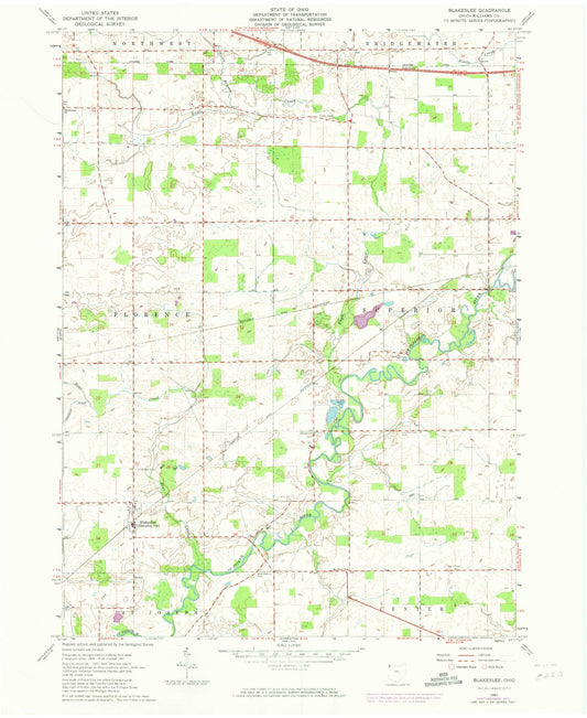 Classic USGS Blakeslee Ohio 7.5'x7.5' Topo Map Image