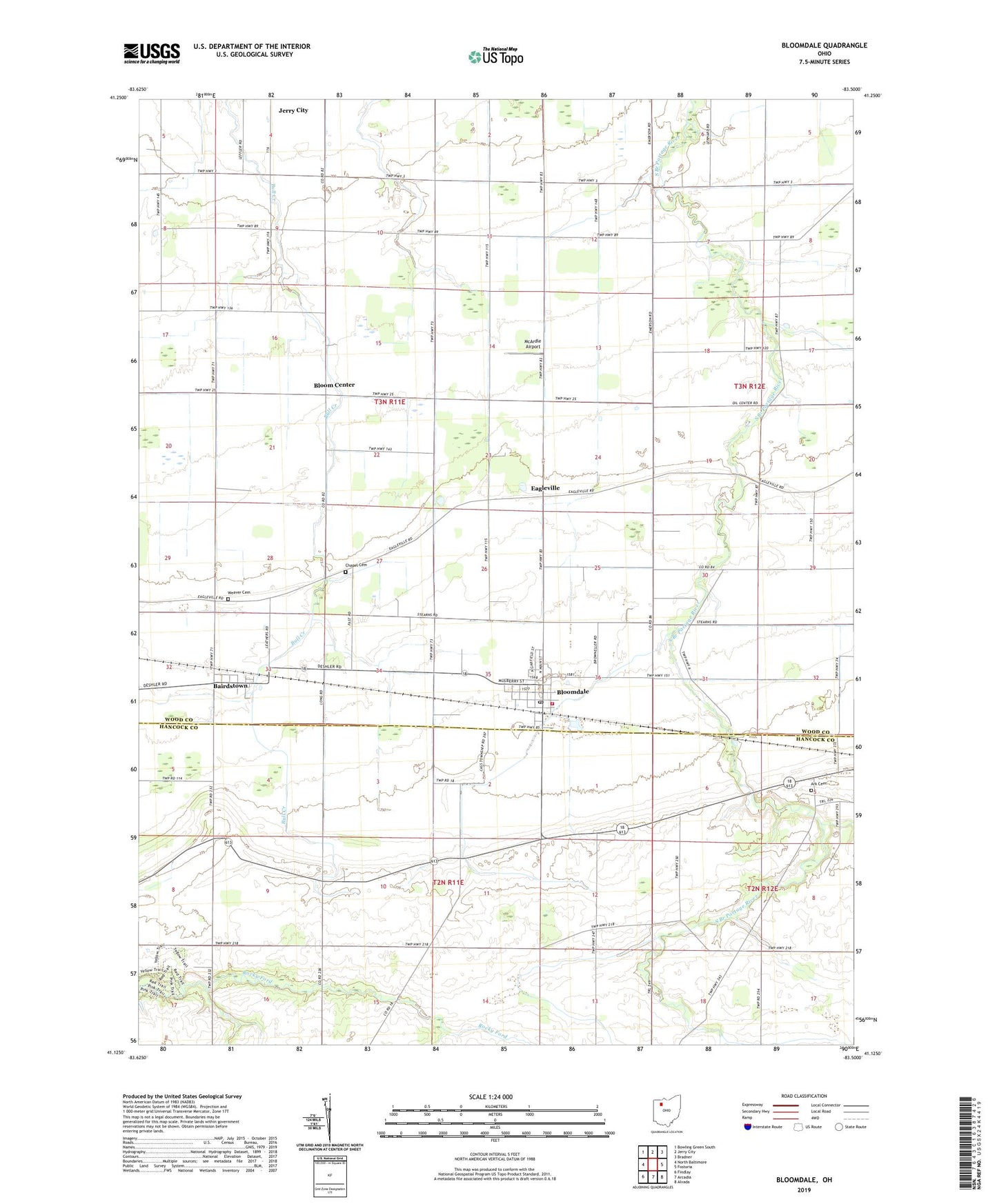 Bloomdale Ohio US Topo Map Image