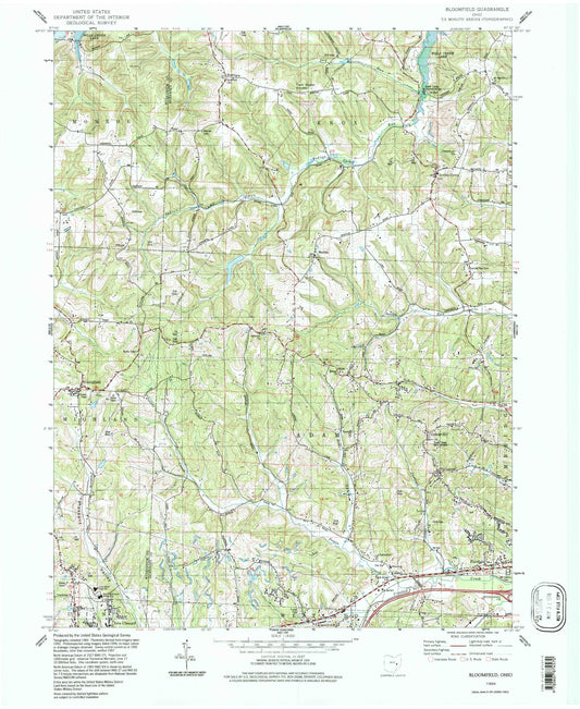Classic USGS Bloomfield Ohio 7.5'x7.5' Topo Map Image