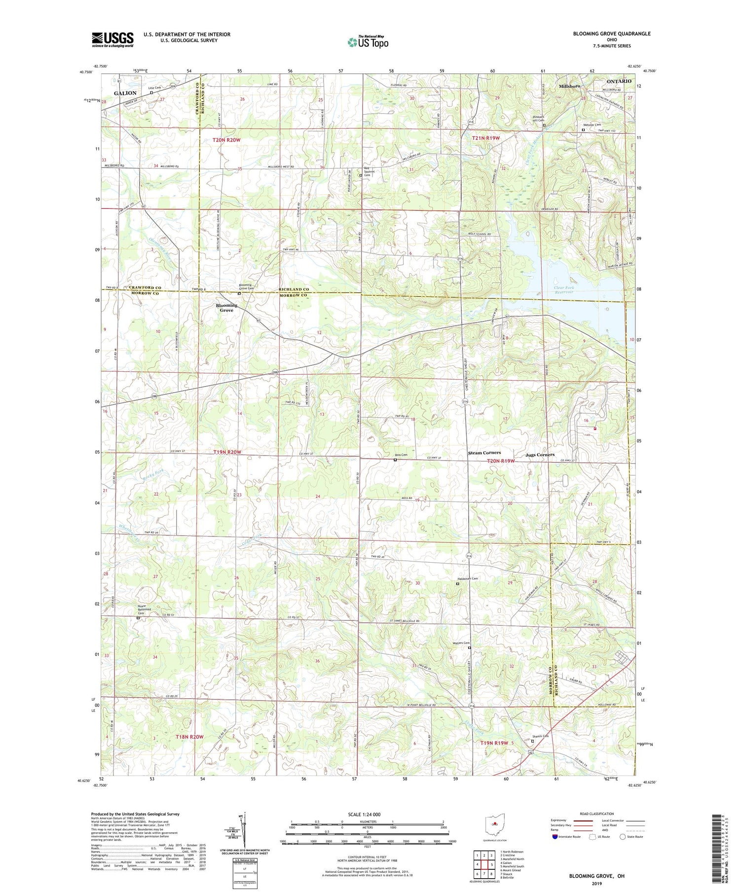 Blooming Grove Ohio US Topo Map Image