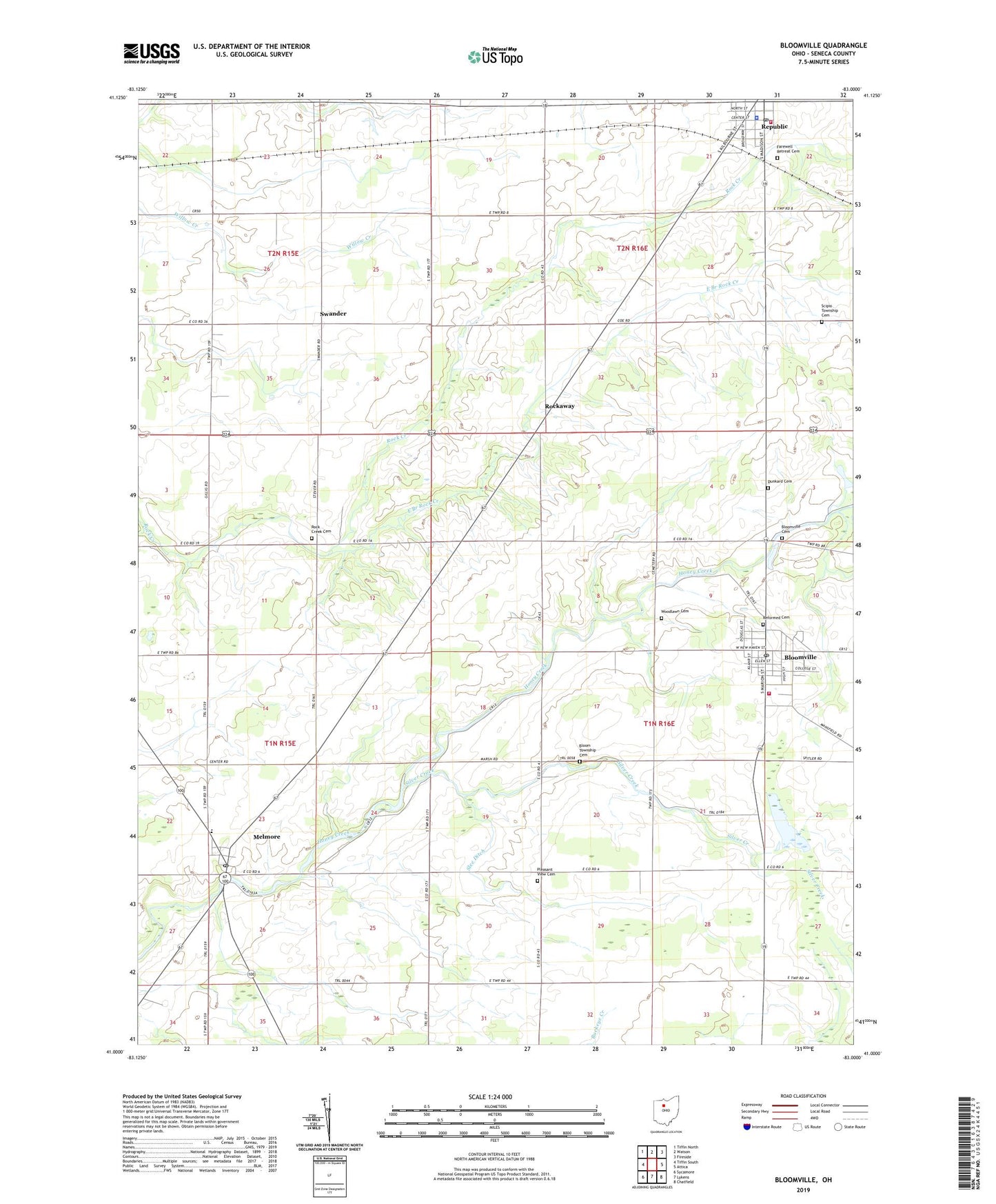 Bloomville Ohio US Topo Map Image