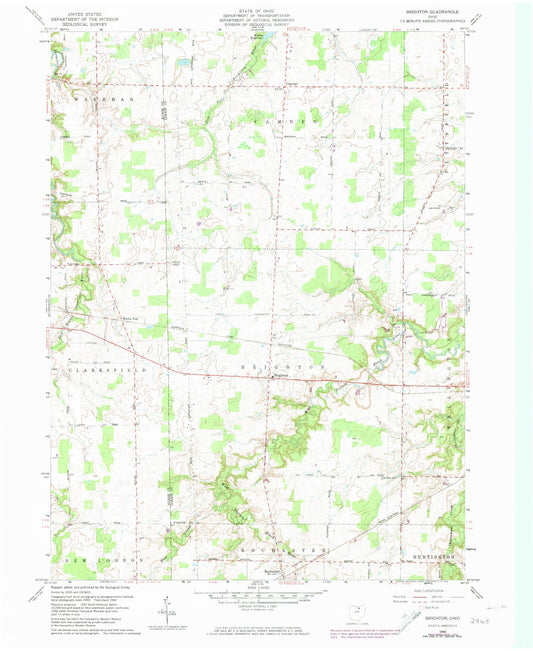 Classic USGS Brighton Ohio 7.5'x7.5' Topo Map Image