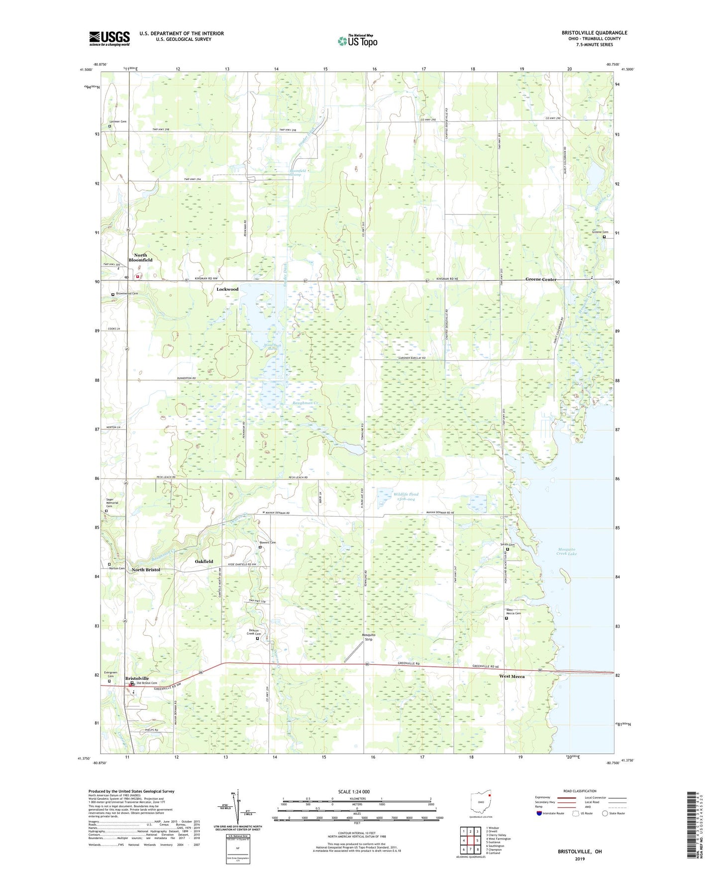 Bristolville Ohio US Topo Map Image