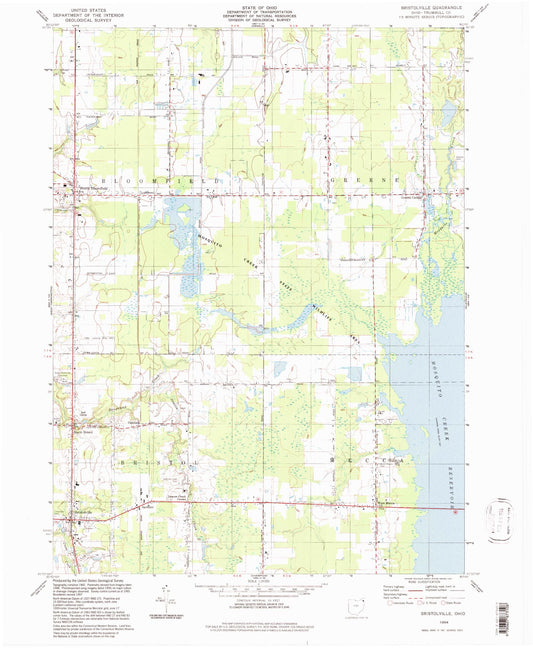 Classic USGS Bristolville Ohio 7.5'x7.5' Topo Map Image