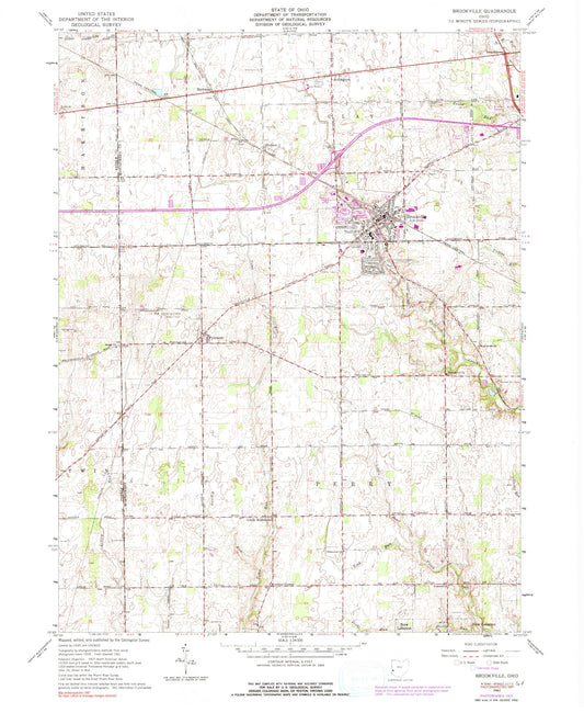 Classic USGS Brookville Ohio 7.5'x7.5' Topo Map Image