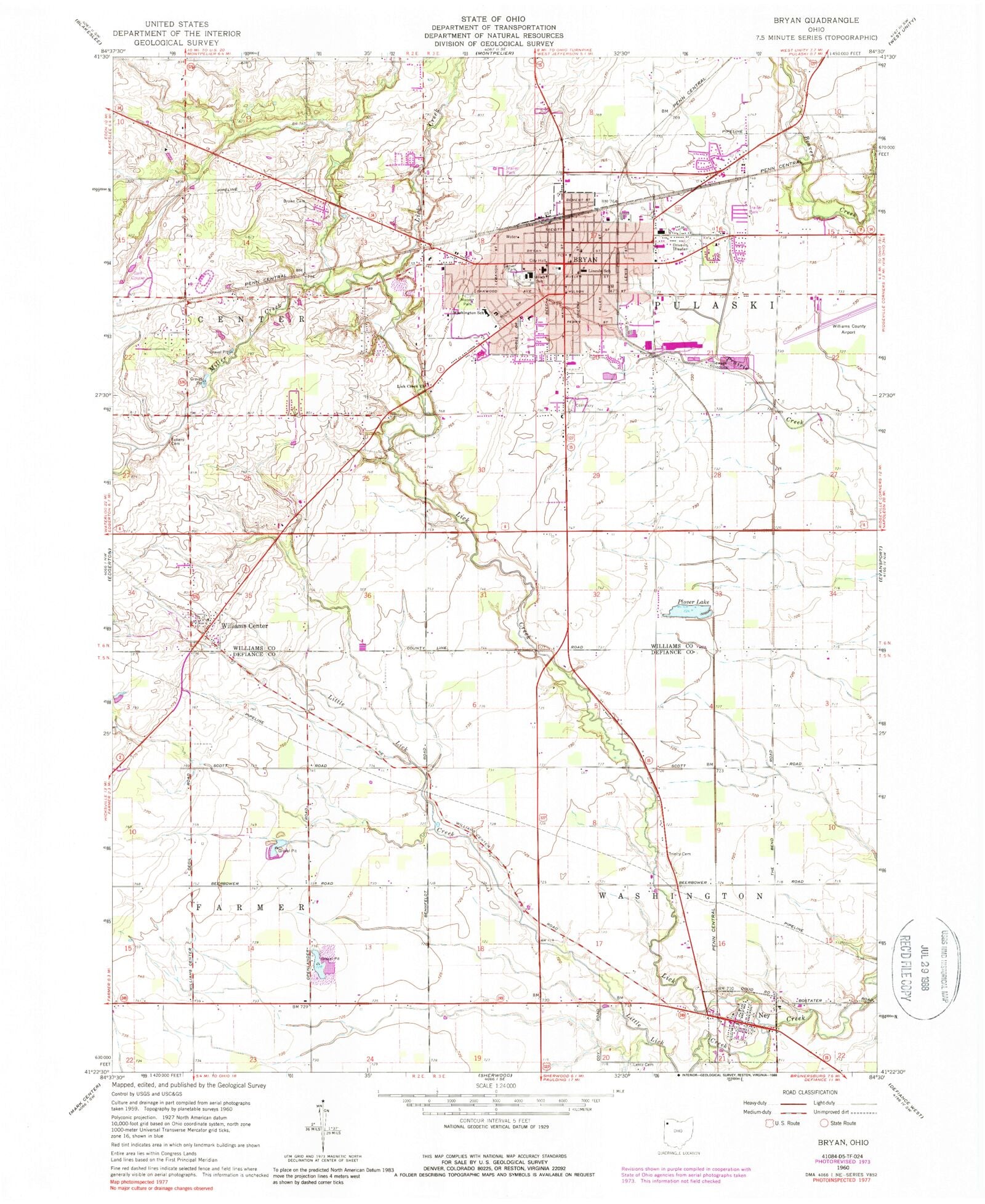 Brumsey Python Ohio Map Classic USGS Bryan Ohio 7.5'x7.5' Topo Map – MyTopo Map Store