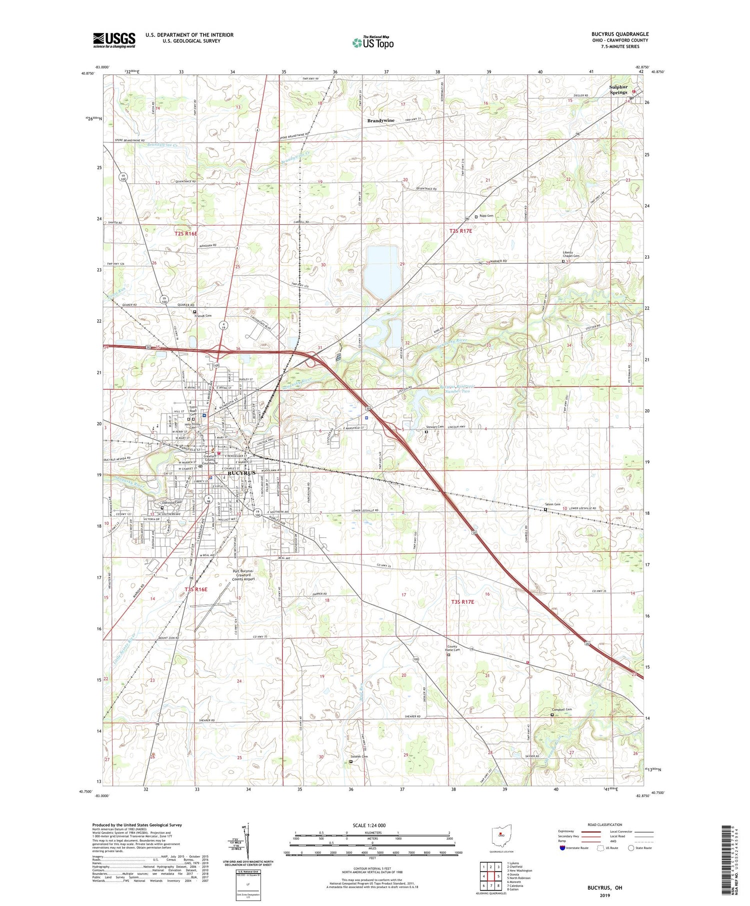 Bucyrus Ohio US Topo Map Image