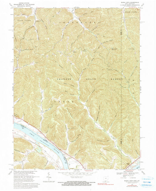 Classic USGS Buena Vista Ohio 7.5'x7.5' Topo Map Image