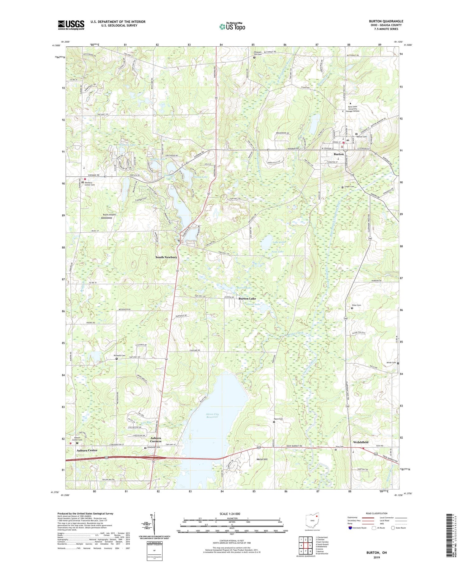 Burton Ohio US Topo Map Image