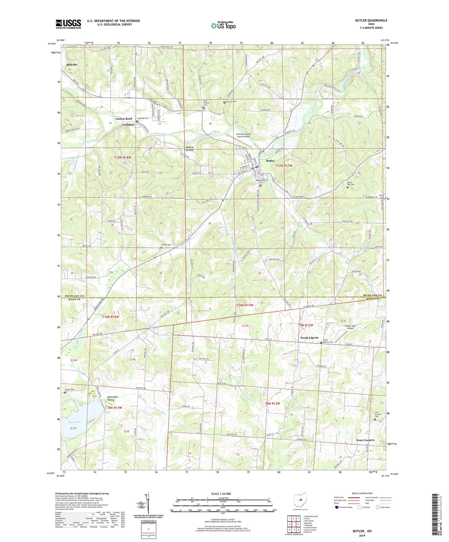 Butler Ohio US Topo Map Image