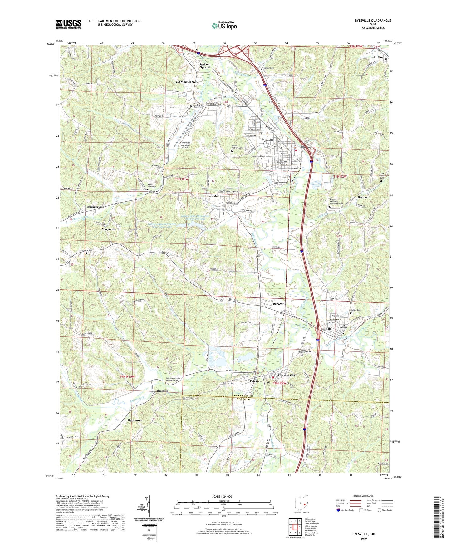 Byesville Ohio US Topo Map Image