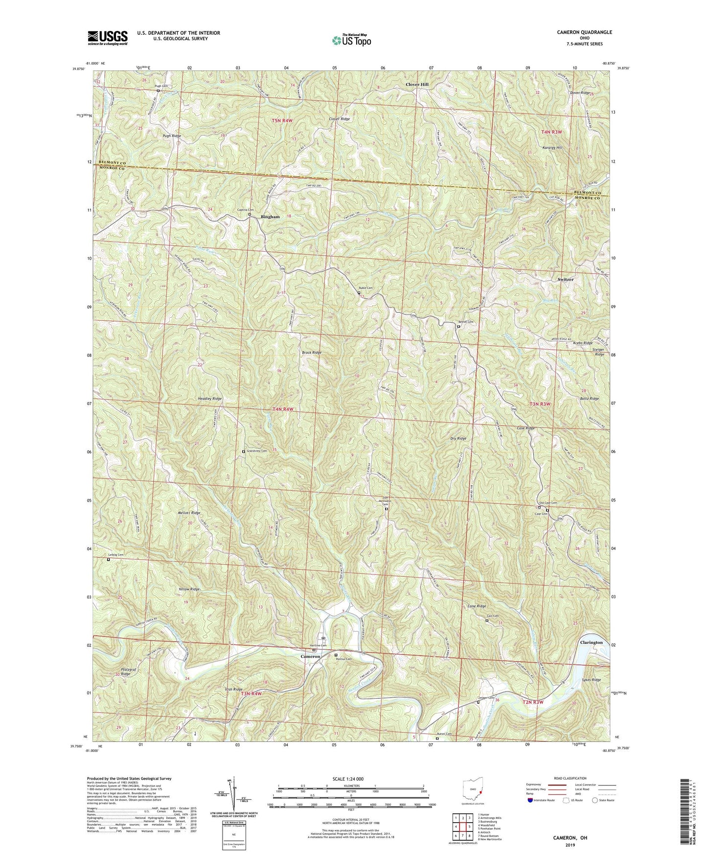 Cameron Ohio US Topo Map Image