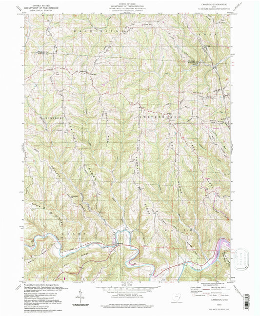 Classic USGS Cameron Ohio 7.5'x7.5' Topo Map Image