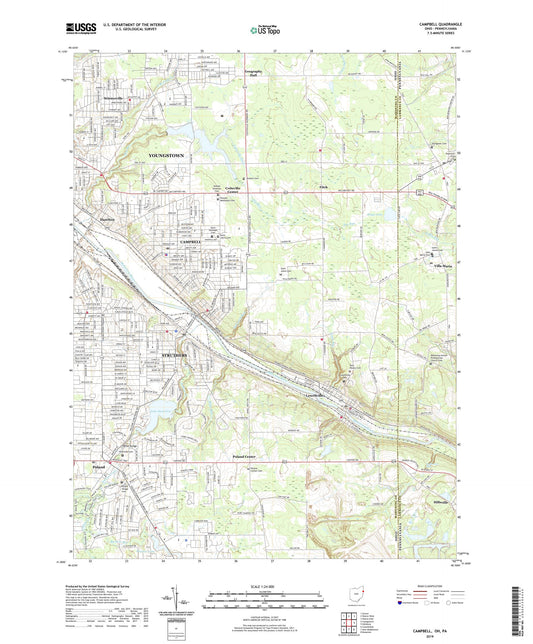 Campbell Ohio US Topo Map Image
