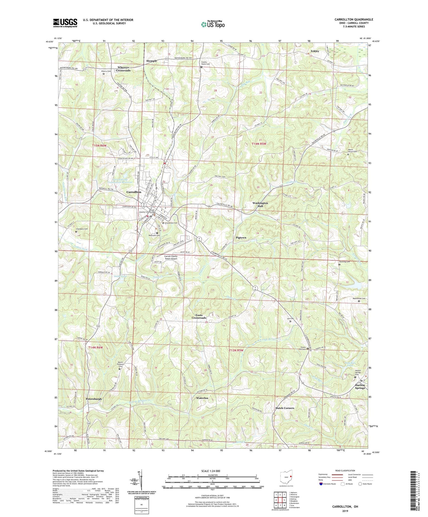 Carrollton Ohio US Topo Map Image