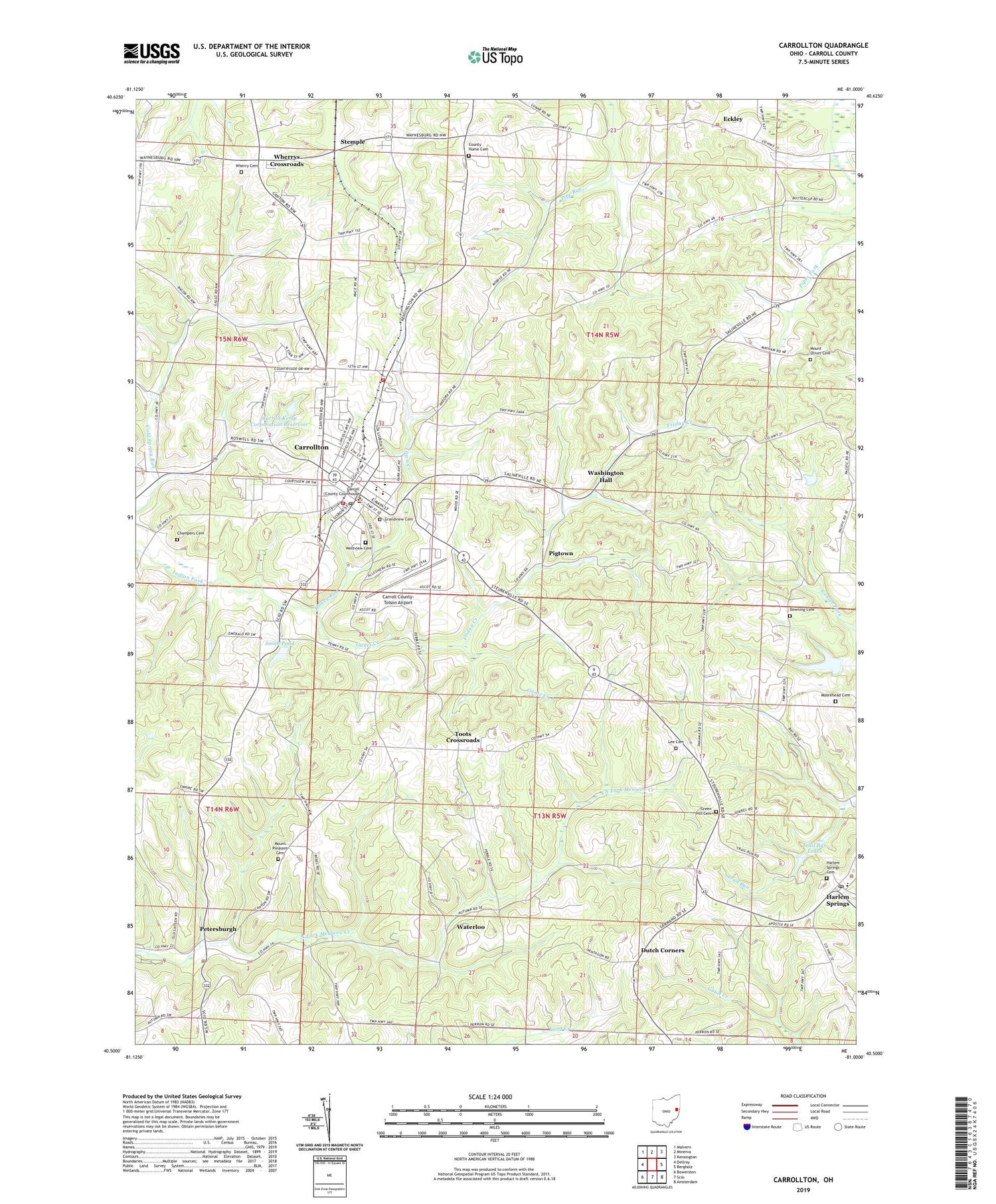 Carrollton Ohio US Topo Map Image
