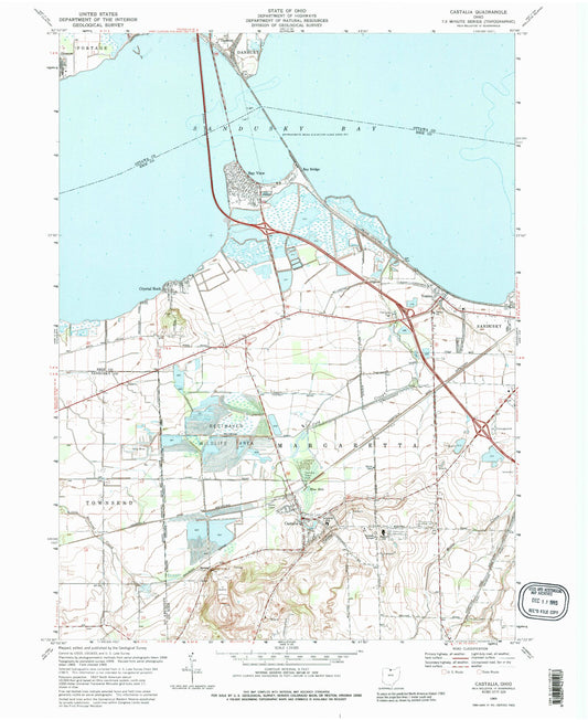 Classic USGS Castalia Ohio 7.5'x7.5' Topo Map Image