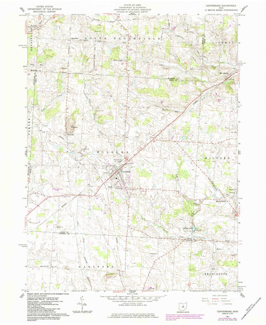 Classic USGS Centerburg Ohio 7.5'x7.5' Topo Map Image