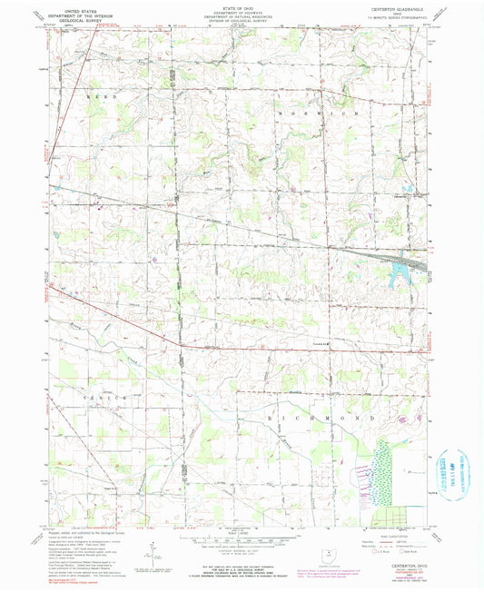 Classic USGS Centerton Ohio 7.5'x7.5' Topo Map Image
