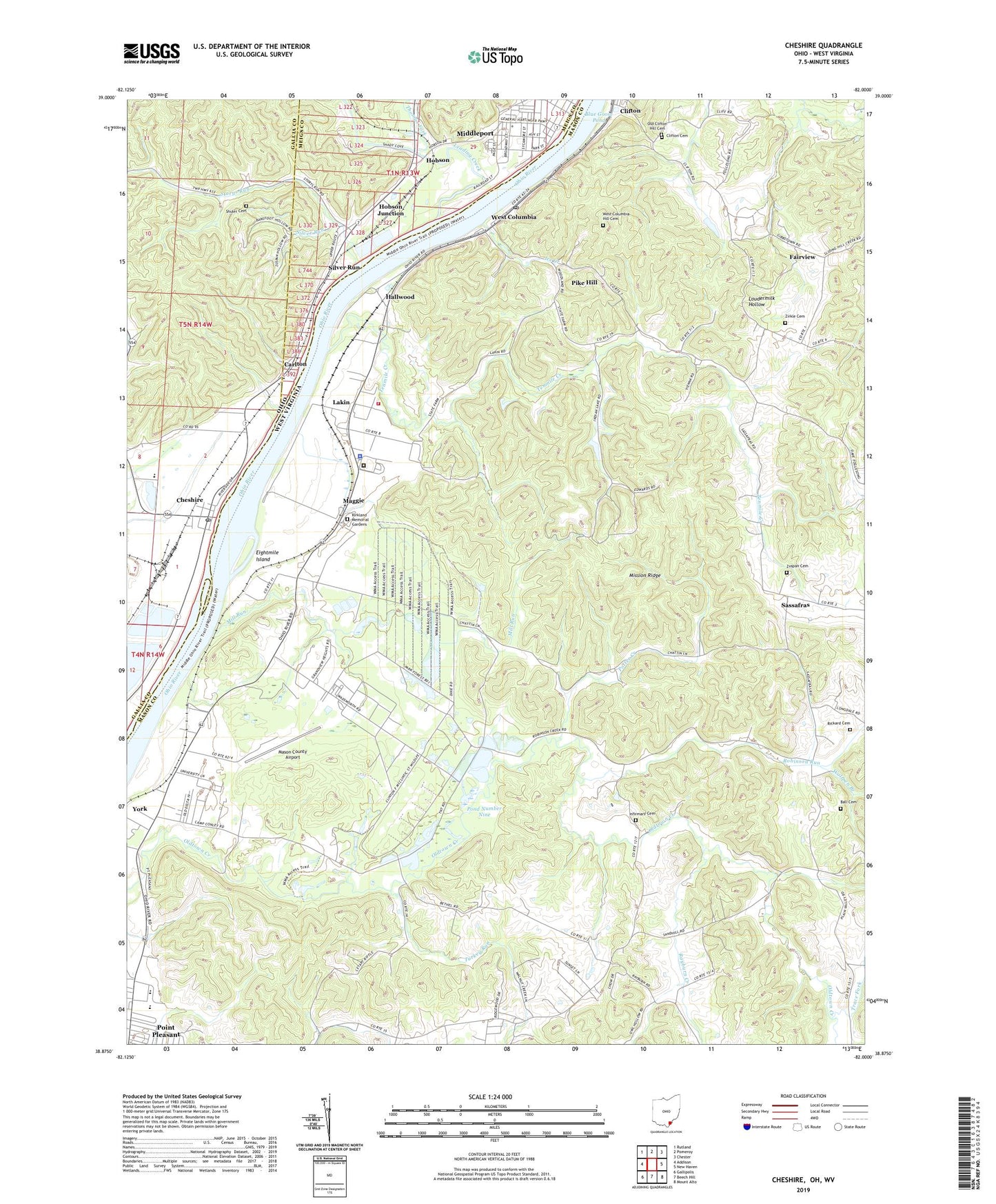 Cheshire Ohio US Topo Map Image