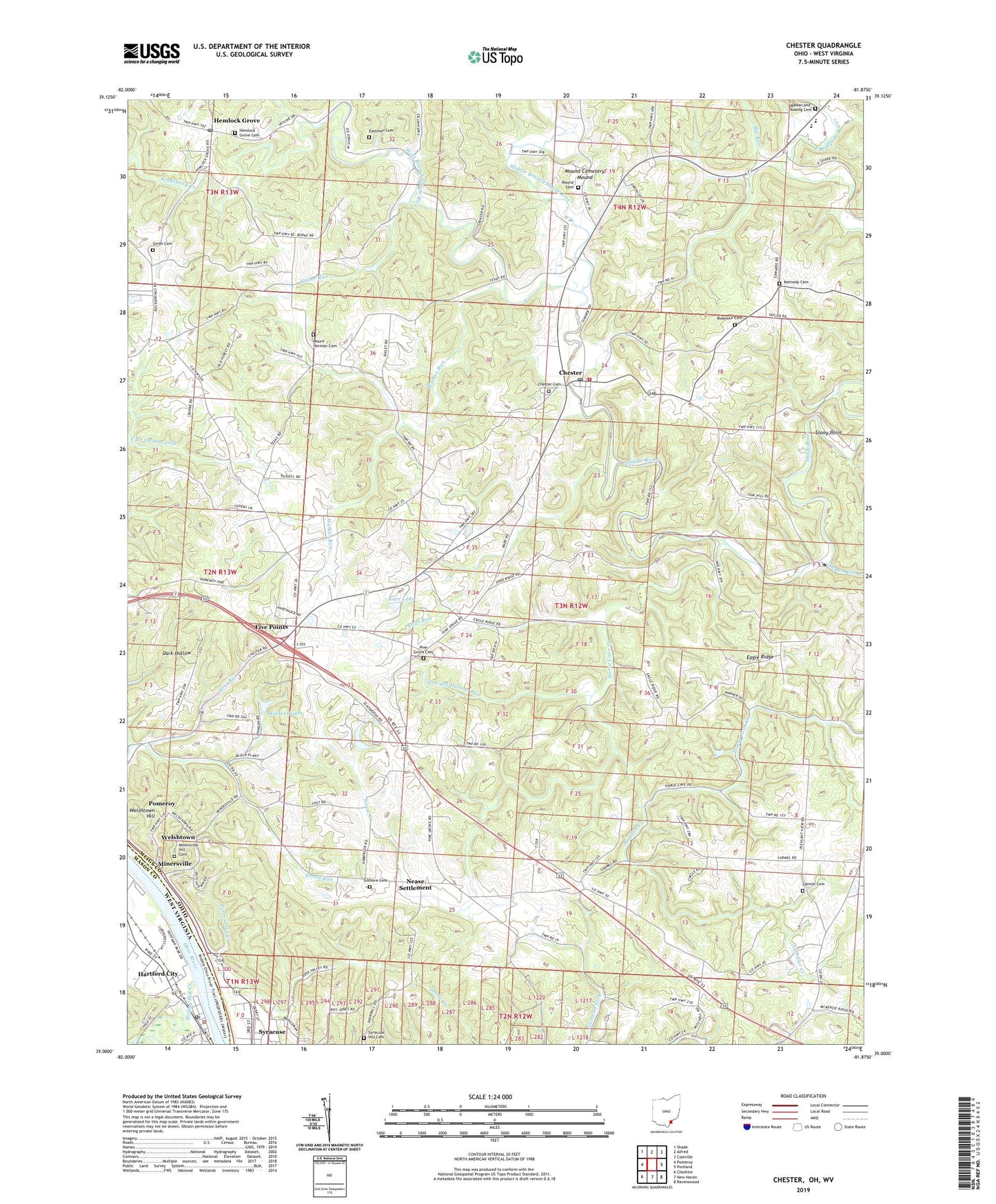 Chester Ohio US Topo Map Image