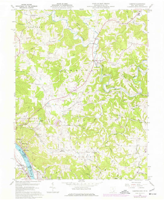 Classic USGS Chester Ohio 7.5'x7.5' Topo Map Image