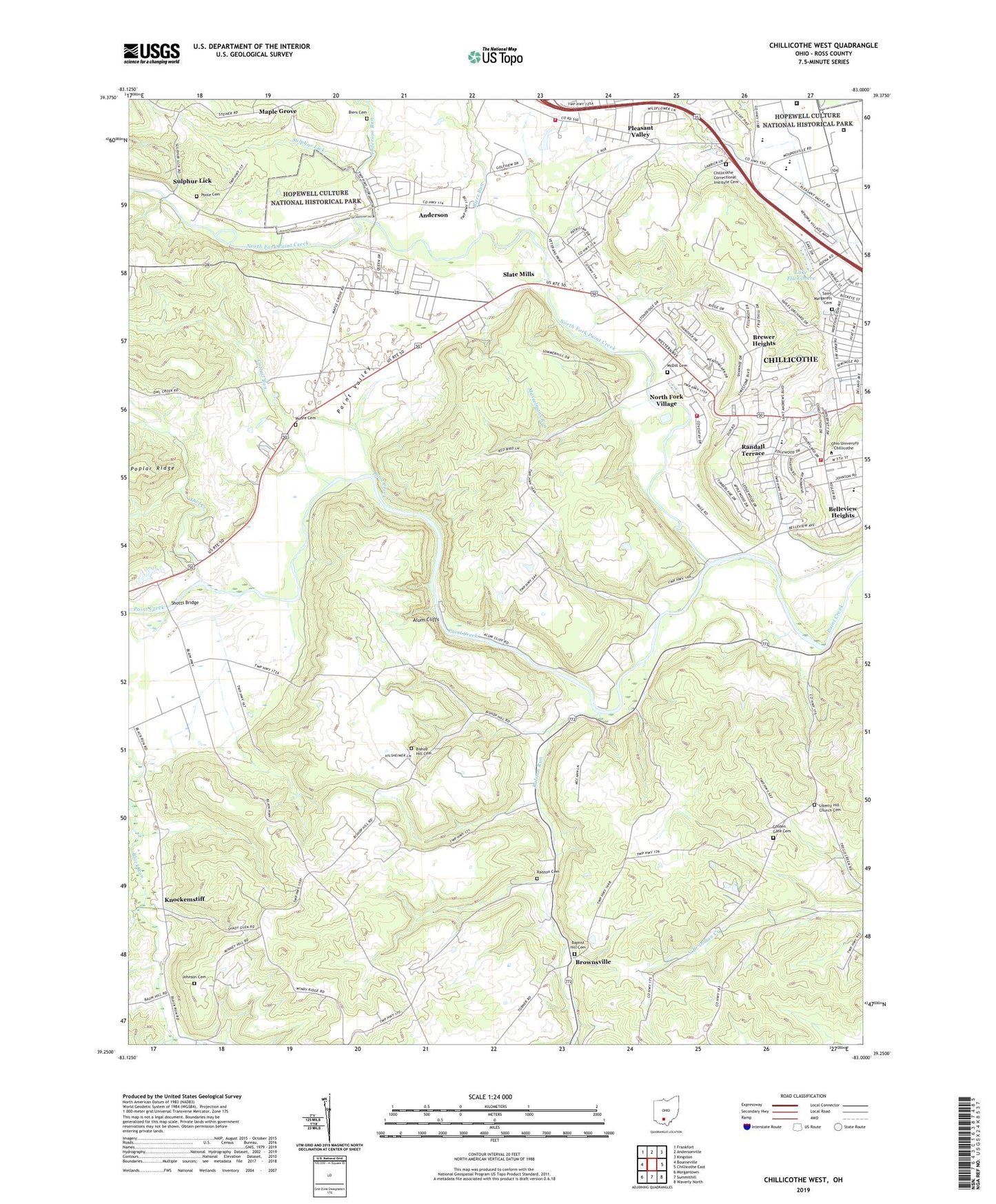 Chillicothe West Ohio US Topo Map Image