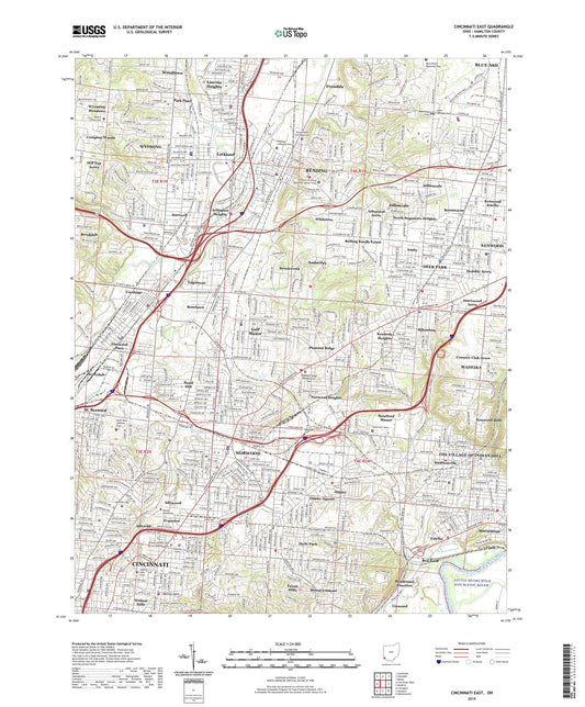 Cincinnati East Ohio US Topo Map Image