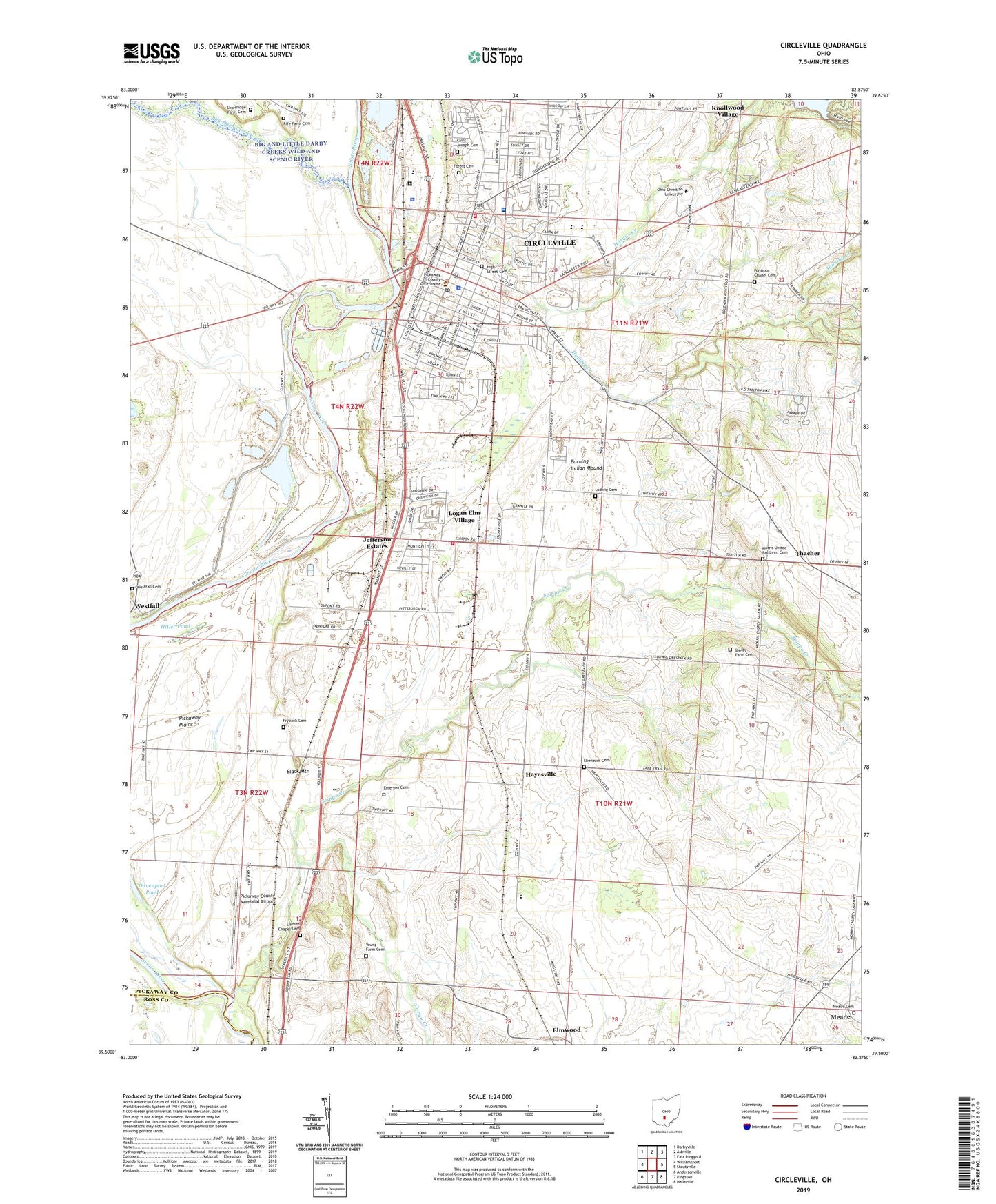 Circleville Ohio US Topo Map Image