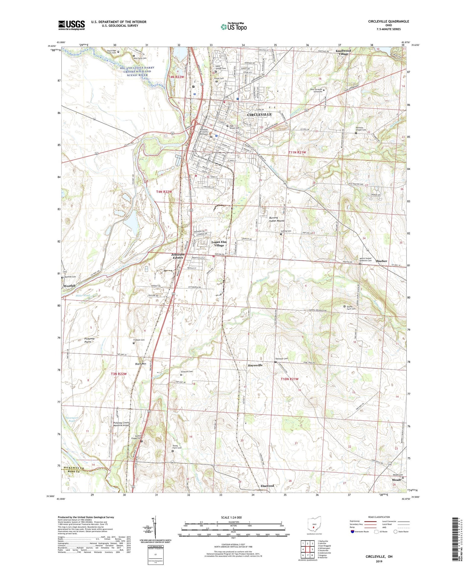Circleville Ohio US Topo Map Image