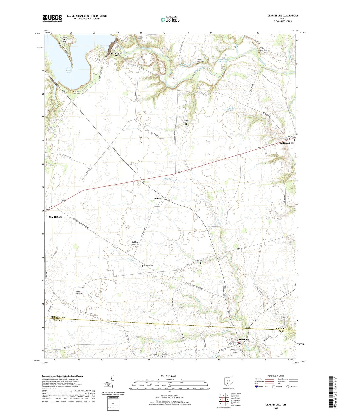 Clarksburg Ohio US Topo Map Image